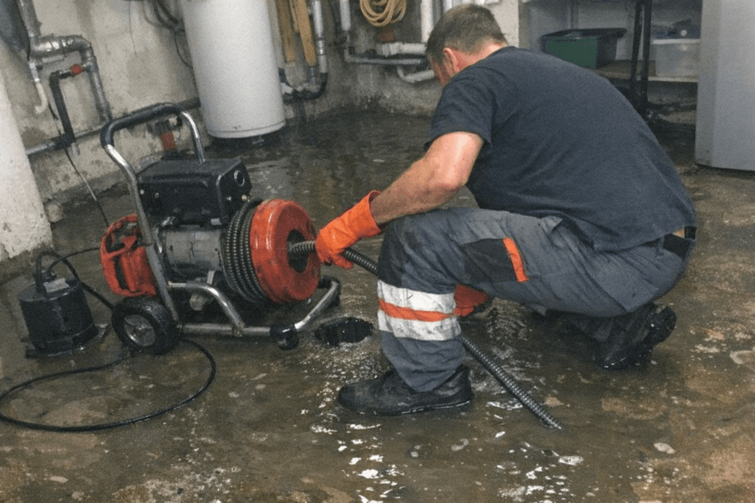 Einsatz vom Rohrreinigung Notdienst bei einem Wasserschaden